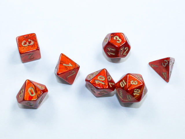 Mini RPG Dice Set: Scarab - Scarlet/Gold | Game Grid - Logan