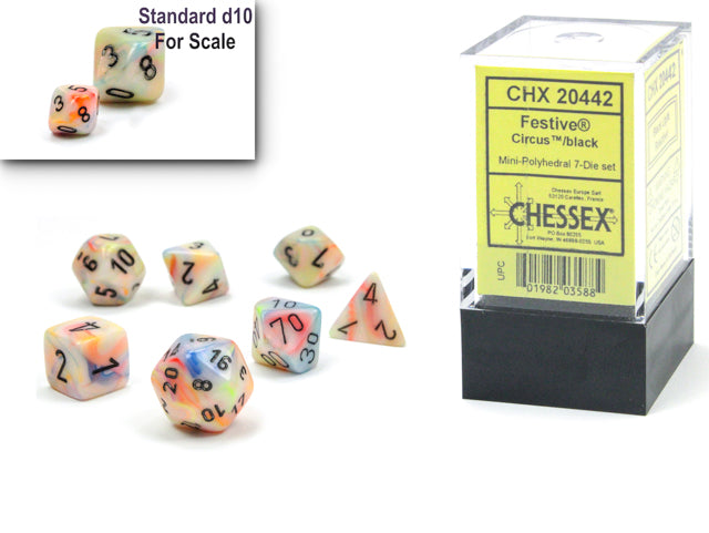 Mini RPG Dice Set: Festive - Circus/Black | Game Grid - Logan