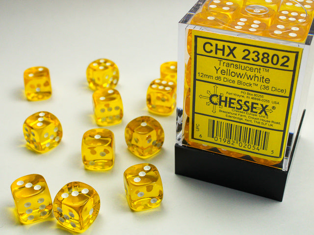 Chessex: Translucent Yellow/White - 36 ct | Game Grid - Logan