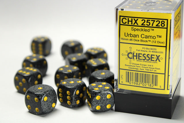 16mm D6 Brick: Speckled - Urban Camo (12) | Game Grid - Logan