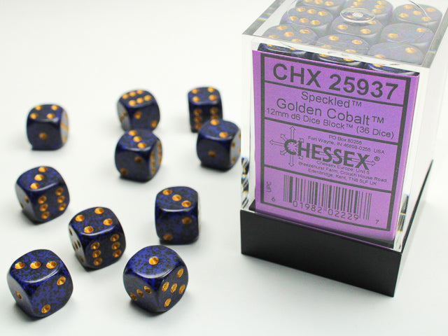 12mm D6 Brick: Speckled - Golden Cobalt (36) | Game Grid - Logan