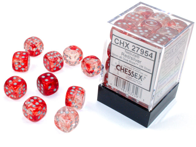 12mm D6 Brick: Nebula - Red/Silver (36) | Game Grid - Logan