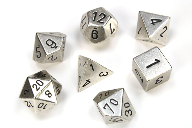 Metal RPG Dice Set: Silver | Game Grid - Logan
