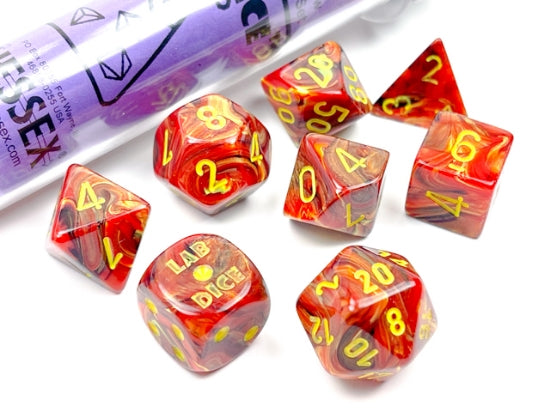 Chessex: 7-Die Set Vortex - Underworld/Yellow | Game Grid - Logan