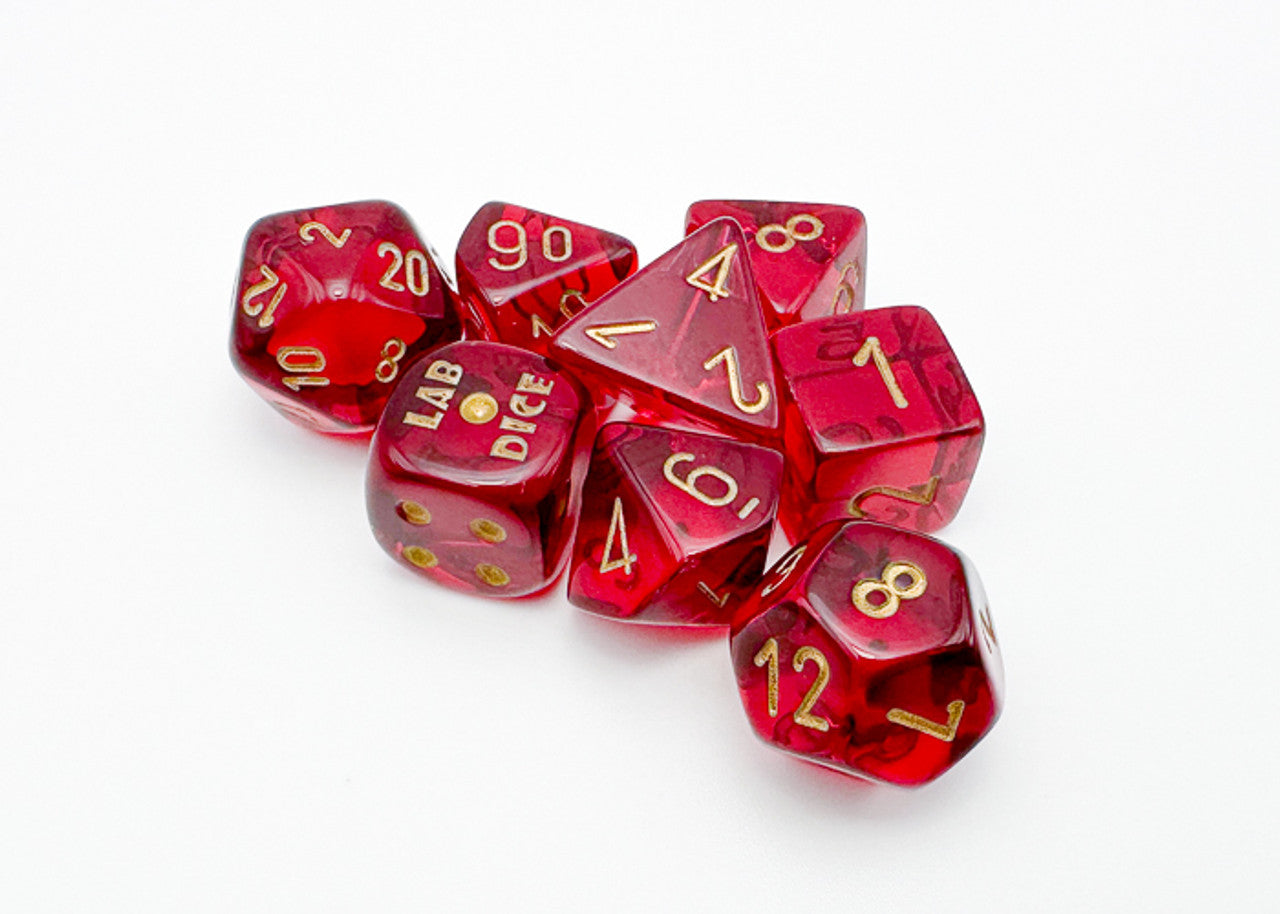 Chessex 7-Die Set: Lab Dice Crimson/Gold | Game Grid - Logan