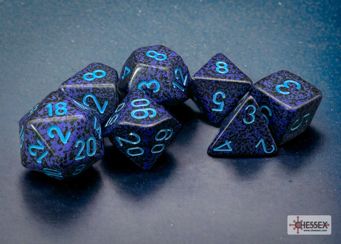 Chessex  7 Dice Set: Speckled - Cobalt | Game Grid - Logan