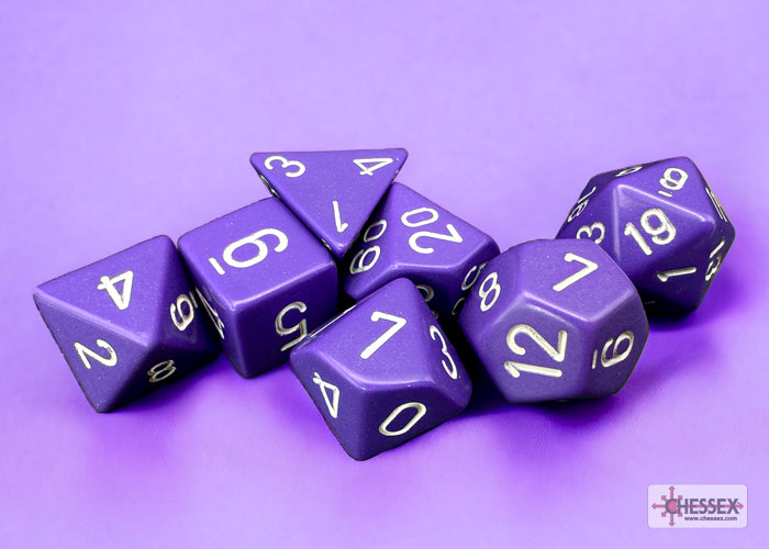 RPG Dice Set: Opaque Purple/White | Game Grid - Logan