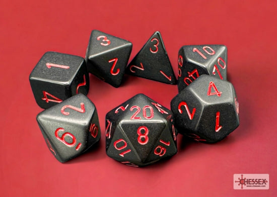 RPG Dice Set: Opaque Black/Red | Game Grid - Logan