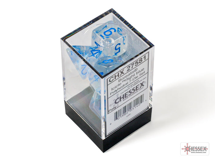 RPG Dice Set: Borealis - Icicle/Light Blue | Game Grid - Logan