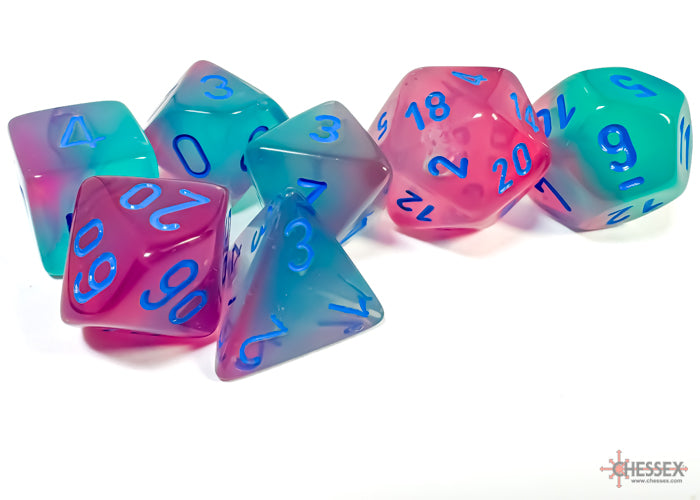 Mini RPG Dice Set: Gemini - Green-Pink/Blue Luminary | Game Grid - Logan