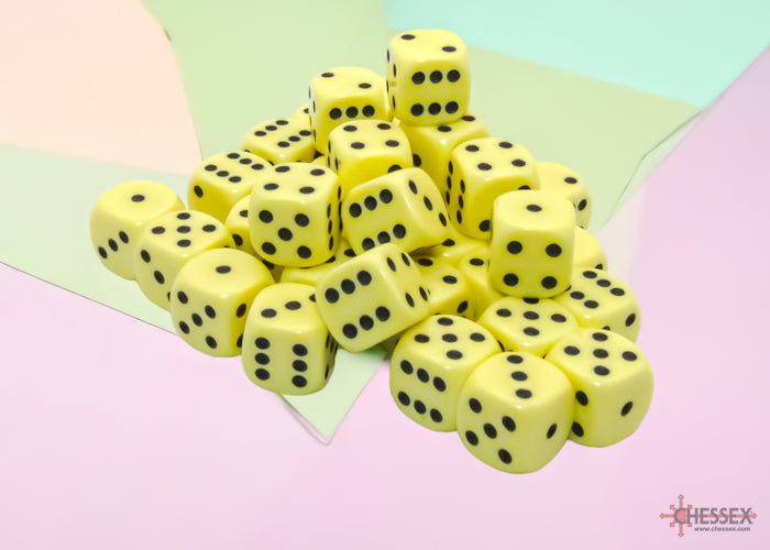 12mm D6 Brick: Opaque - Pastel Yellow/Black (36) | Game Grid - Logan