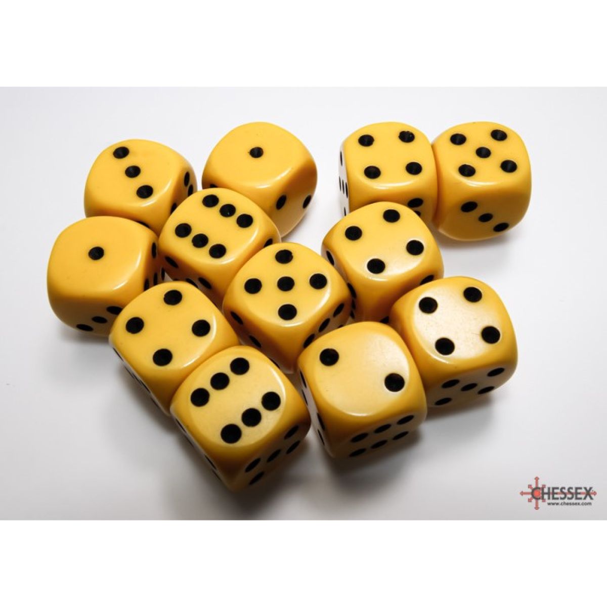 16mm D6 Brick: Opaque - Yellow/Black (12) | Game Grid - Logan