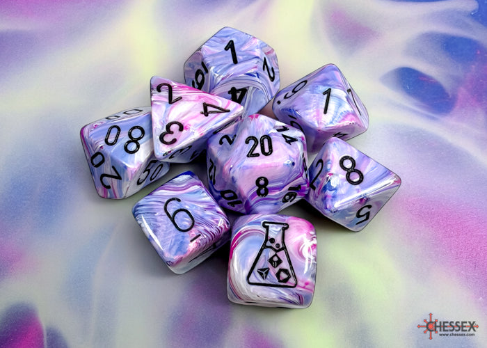 Chessex: 7-Die Set Festive - Hydrangea/Black | Game Grid - Logan