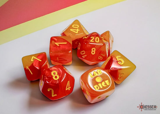 Chessex: 7-Die Set Gemini - Gellow - Red/Yellow | Game Grid - Logan