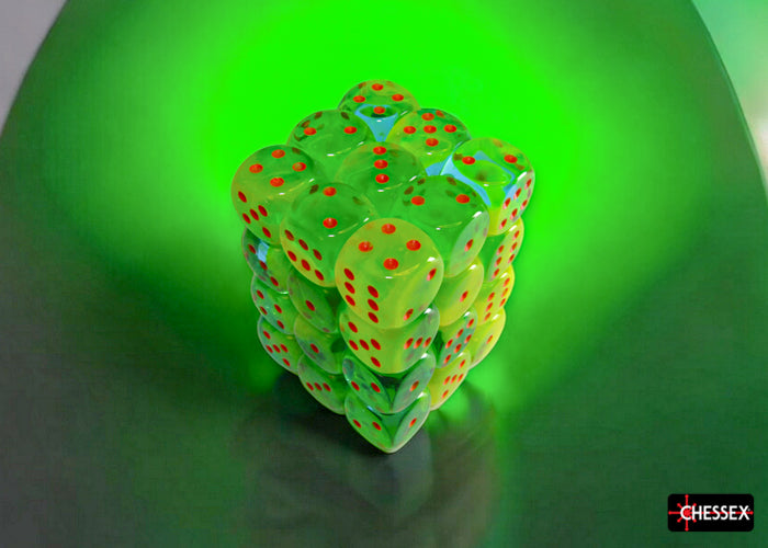 12mm D6 Brick: Gemini - Plasma Green-Teal/Orange (36) | Game Grid - Logan
