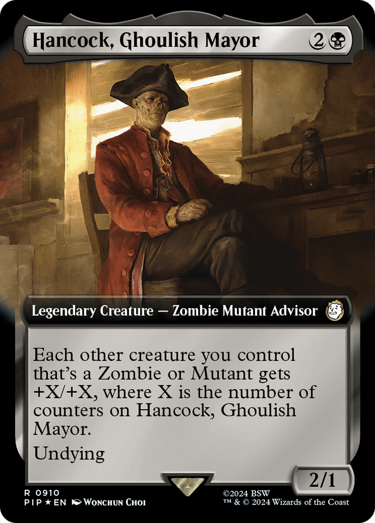 Hancock, Ghoulish Mayor (Extended Art) (Surge Foil) [Fallout] | Game Grid - Logan