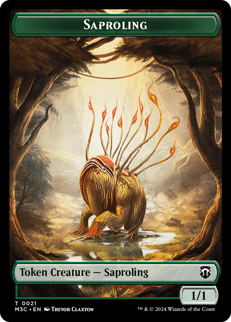 Tarmogoyf (Ripple Foil) // Saproling Double-Sided Token [Modern Horizons 3 Commander Tokens] | Game Grid - Logan