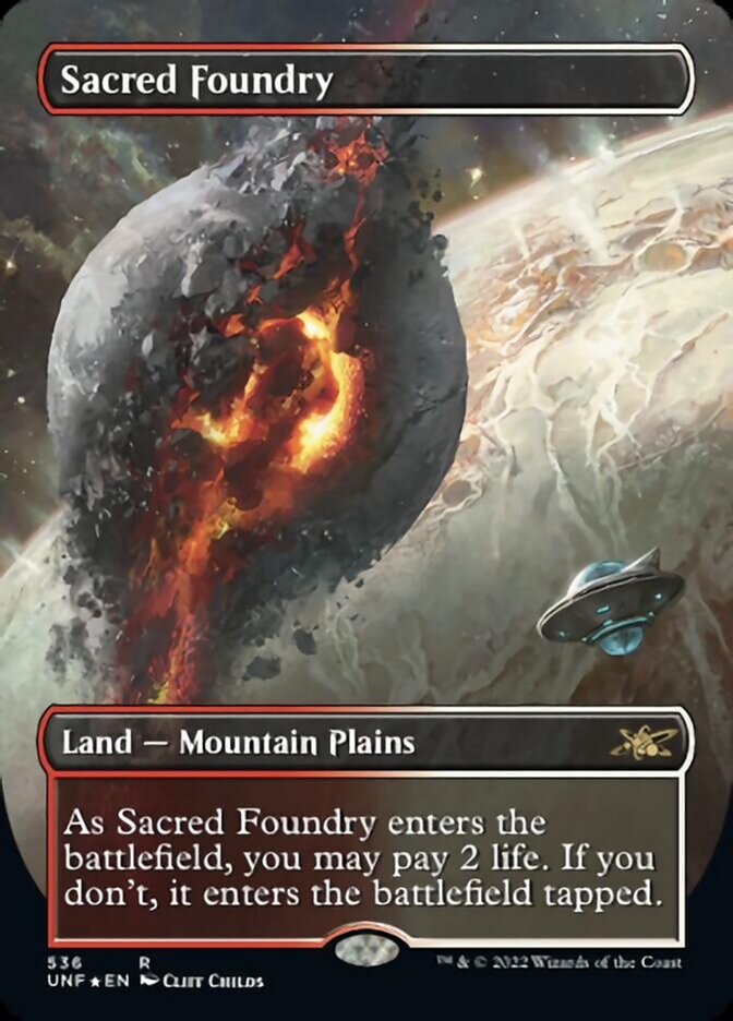 Sacred Foundry (Borderless) (Galaxy Foil) [Unfinity] | Game Grid - Logan