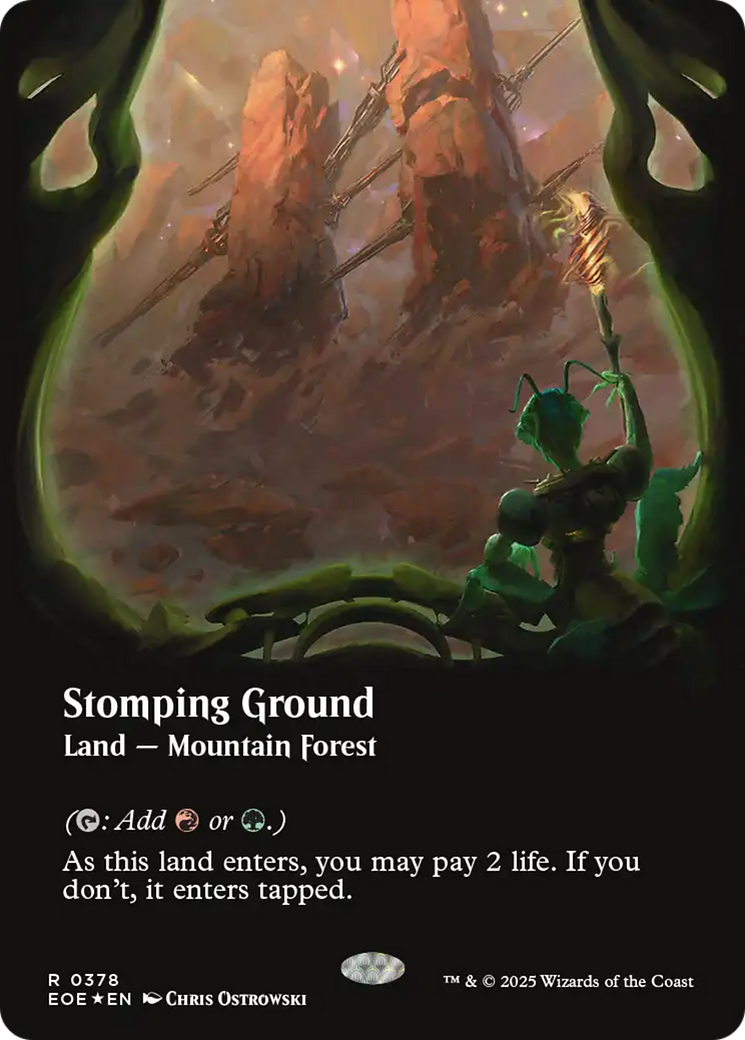 Stomping Ground (Borderless) (Galaxy Foil) [Edge of Eternities] | Game Grid - Logan