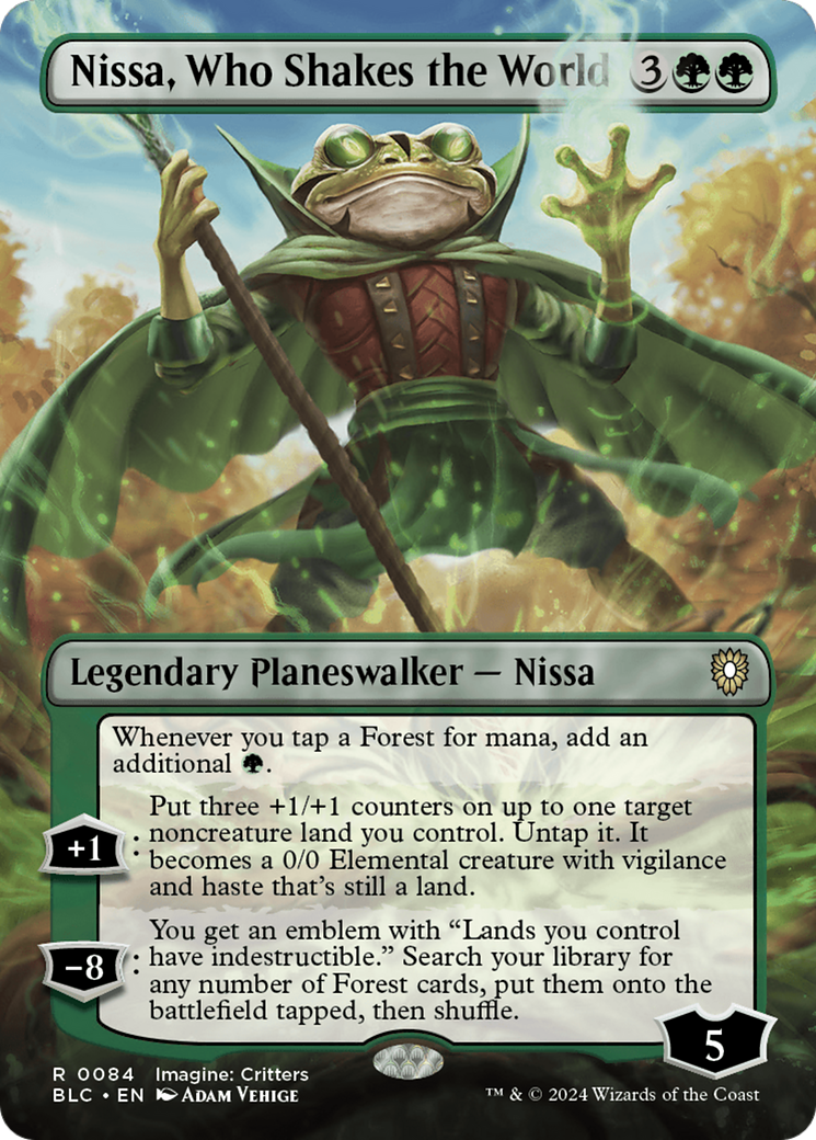 Nissa, Who Shakes the World (Borderless) [Bloomburrow Commander] | Game Grid - Logan