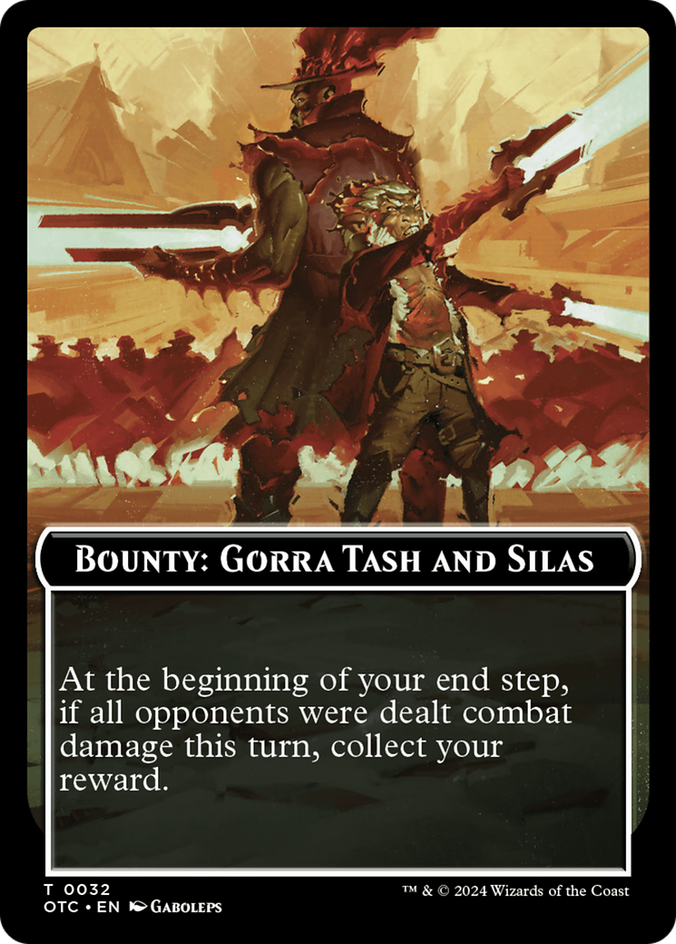 Bounty: Gorra Tash and Silas // Bounty Rules Double-Sided Token [Outlaws of Thunder Junction Commander Tokens] | Game Grid - Logan