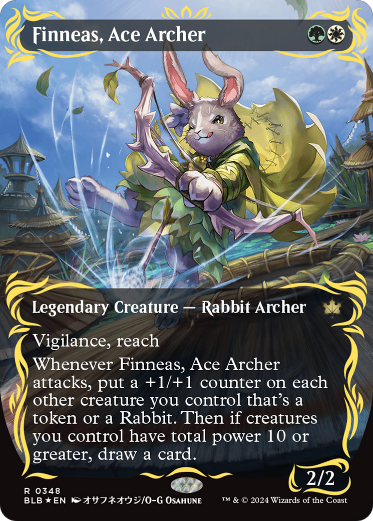 Finneas, Ace Archer (Borderless) (Raised Foil) [Bloomburrow] | Game Grid - Logan