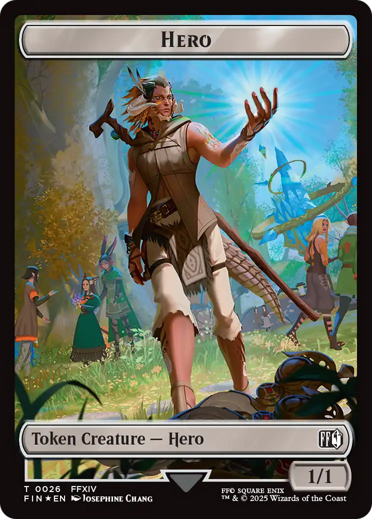 Spirit // Hero (0026) Double-Sided Token (Surge Foil) [FINAL FANTASY Commander Tokens] | Game Grid - Logan