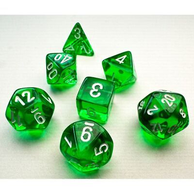 Mini RPG Dice Set: Translucent - Green/White | Game Grid - Logan