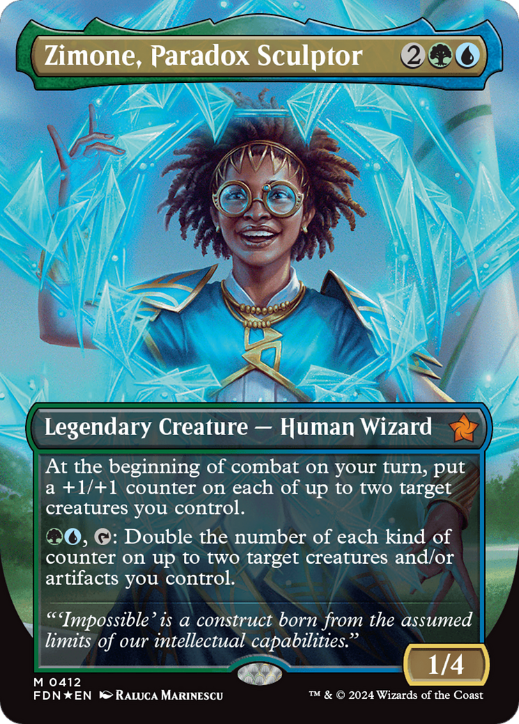 Zimone, Paradox Sculptor (Borderless) (Mana Foil) [Foundations] | Game Grid - Logan