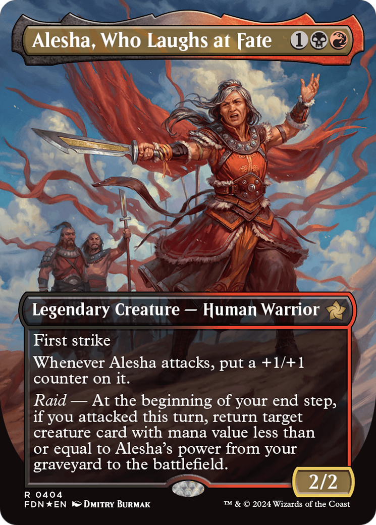 Alesha, Who Laughs at Fate (Borderless) (Mana Foil) [Foundations] | Game Grid - Logan