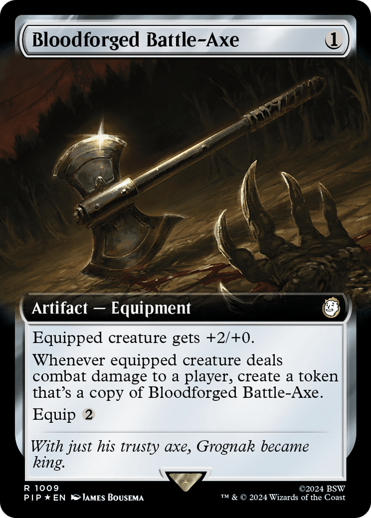 Bloodforged Battle-Axe (Extended Art) (Surge Foil) [Fallout] | Game Grid - Logan