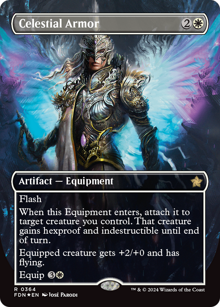 Celestial Armor (Borderless) (Mana Foil) [Foundations] | Game Grid - Logan