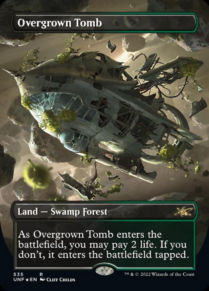 Overgrown Tomb (Borderless) (Galaxy Foil) [Unfinity] | Game Grid - Logan