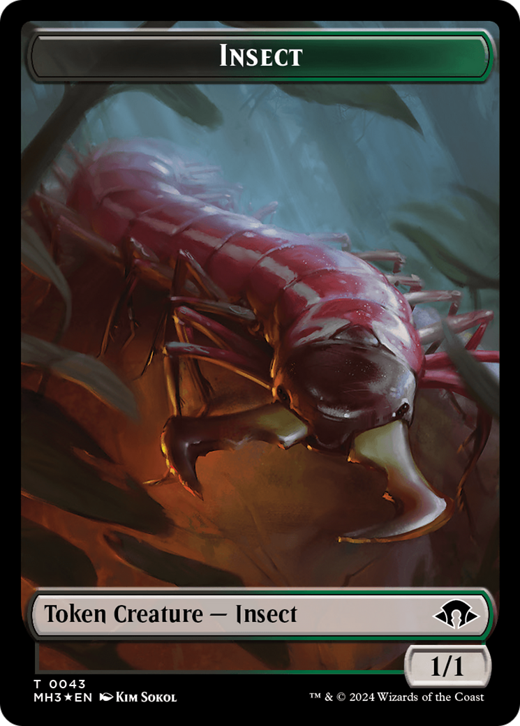 Insect (0043) (Ripple Foil) // Zombie Double-Sided Token [Modern Horizons 3 Tokens] | Game Grid - Logan