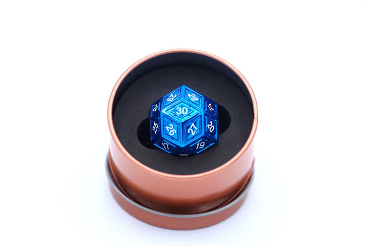 Titan's Fist Metal D30 Dice - Blue with White | Game Grid - Logan