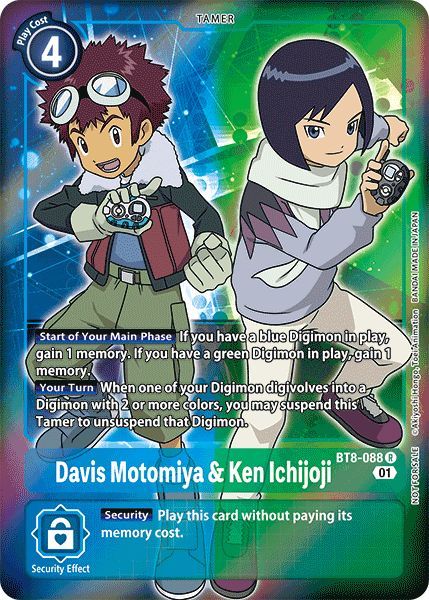 Davis Motomiya & Ken Ichijoji [BT8-088] (Alternative Art - Box Topper) [New Awakening] | Game Grid - Logan