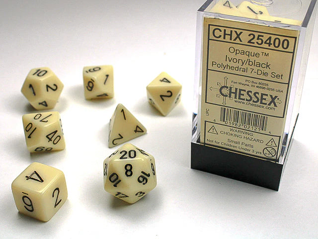 RPG Dice Set: Opaque Ivory/Black | Game Grid - Logan