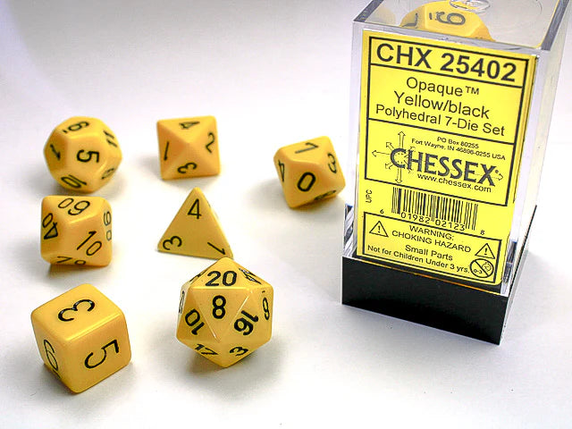 RPG Dice Set: Opaque Yellow/Black | Game Grid - Logan