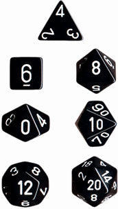 Chessex: opaque Black/White 7-die set | Game Grid - Logan