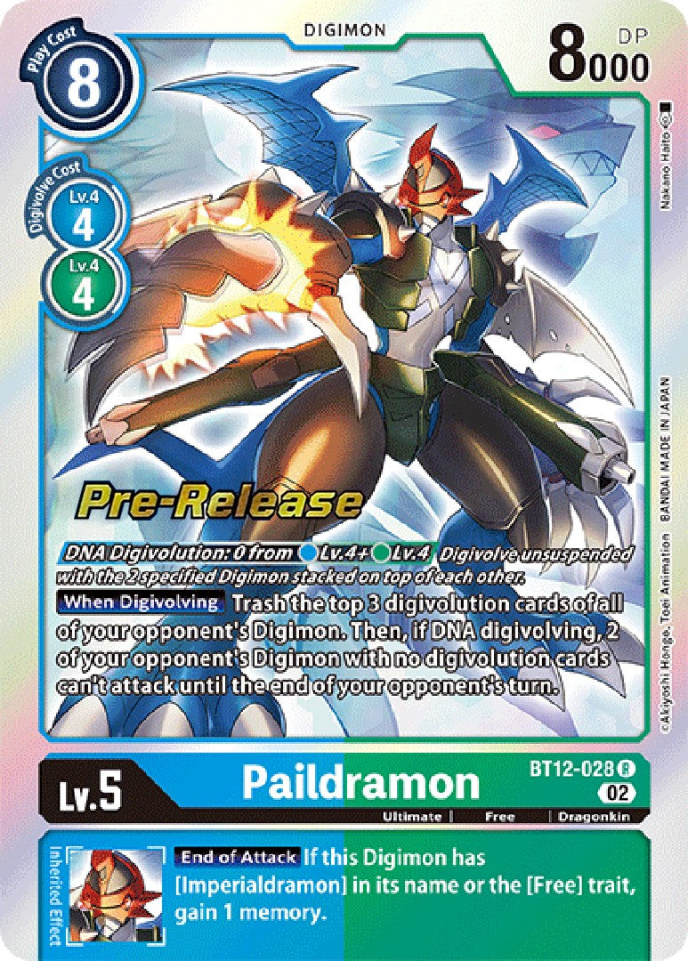 Paildramon [BT12-028] [Across Time Pre-Release Cards] | Game Grid - Logan