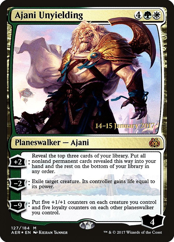 Ajani Unyielding [Aether Revolt Prerelease Promos] | Game Grid - Logan