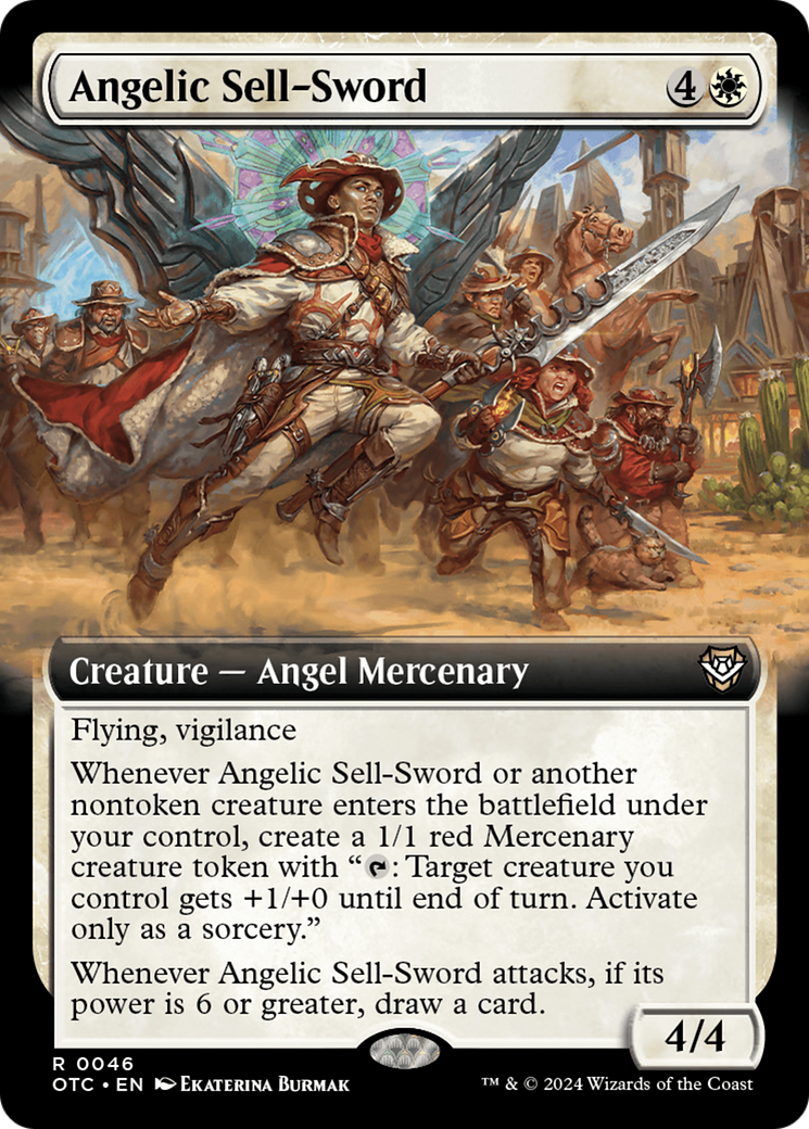 Angelic Sell-Sword (Extended Art) [Outlaws of Thunder Junction Commander] | Game Grid - Logan