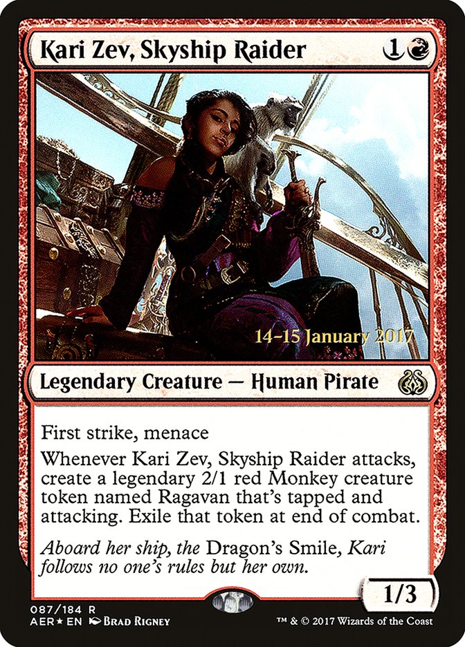 Kari Zev, Skyship Raider [Aether Revolt Prerelease Promos] | Game Grid - Logan
