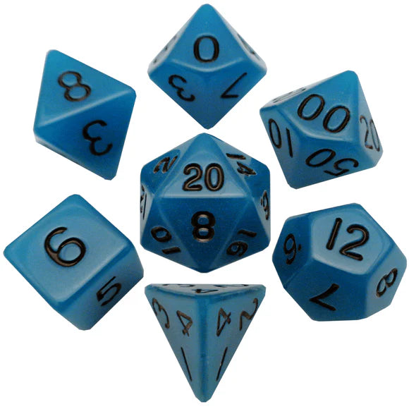 Mini RPG Dice Set: Glow Blue | Game Grid - Logan