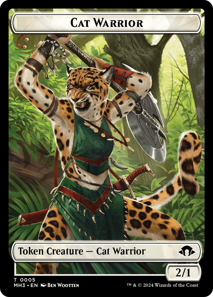 Eldrazi Spawn // Cat Warrior Double-Sided Token [Modern Horizons 3 Tokens] | Game Grid - Logan