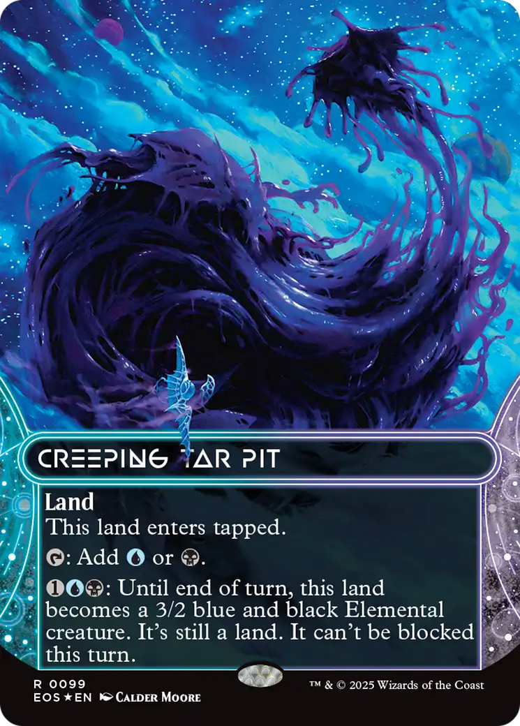 Creeping Tar Pit (0099) (Borderless) (Galaxy Foil) [Edge of Eternities: Stellar Sights] | Game Grid - Logan