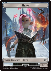 Bird // Hero (0029) Double-Sided Token (Surge Foil) [FINAL FANTASY Commander Tokens] | Game Grid - Logan