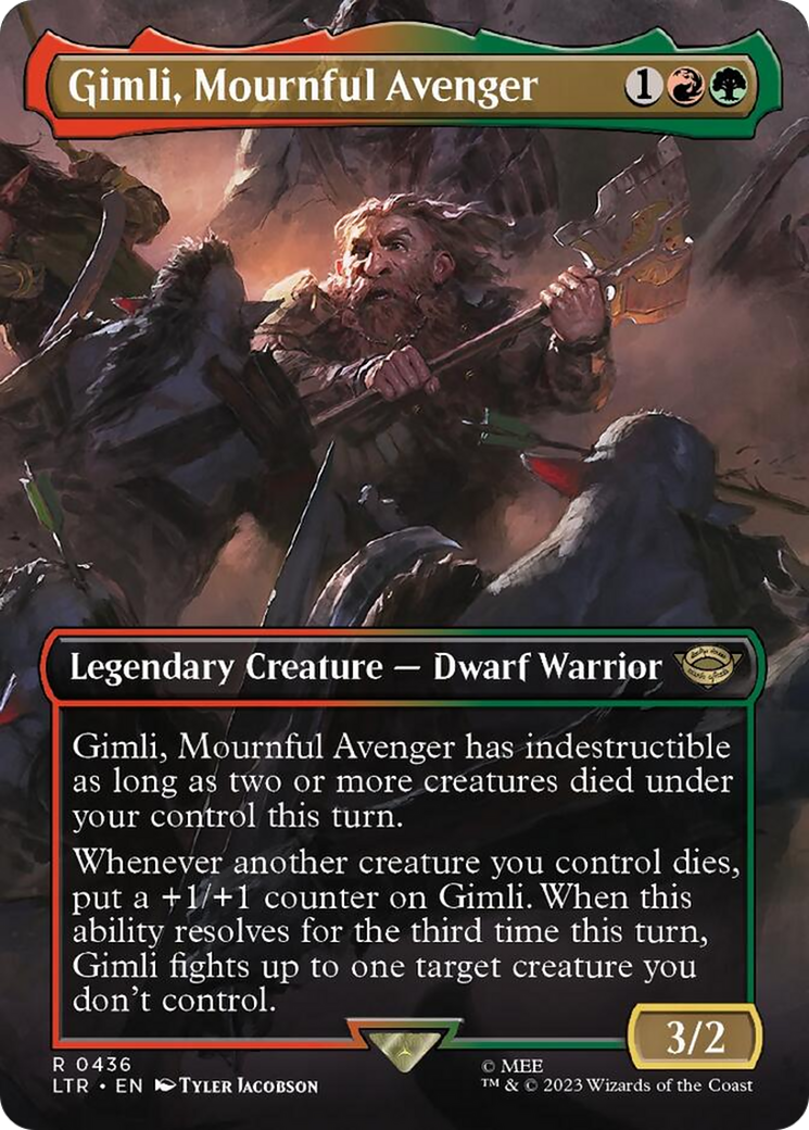 Gimli, Mournful Avenger (Borderless Alternate Art) [The Lord of the Rings: Tales of Middle-Earth] | Game Grid - Logan