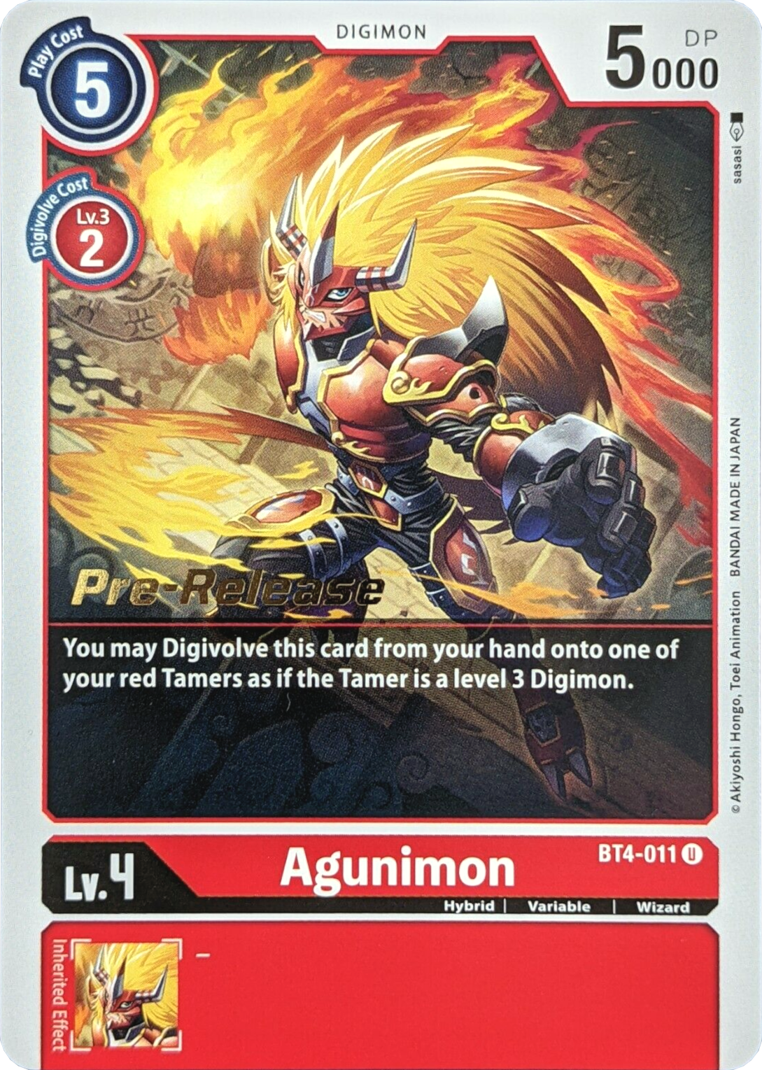 Agunimon [BT4-011] [Great Legend Pre-Release Promos] | Game Grid - Logan