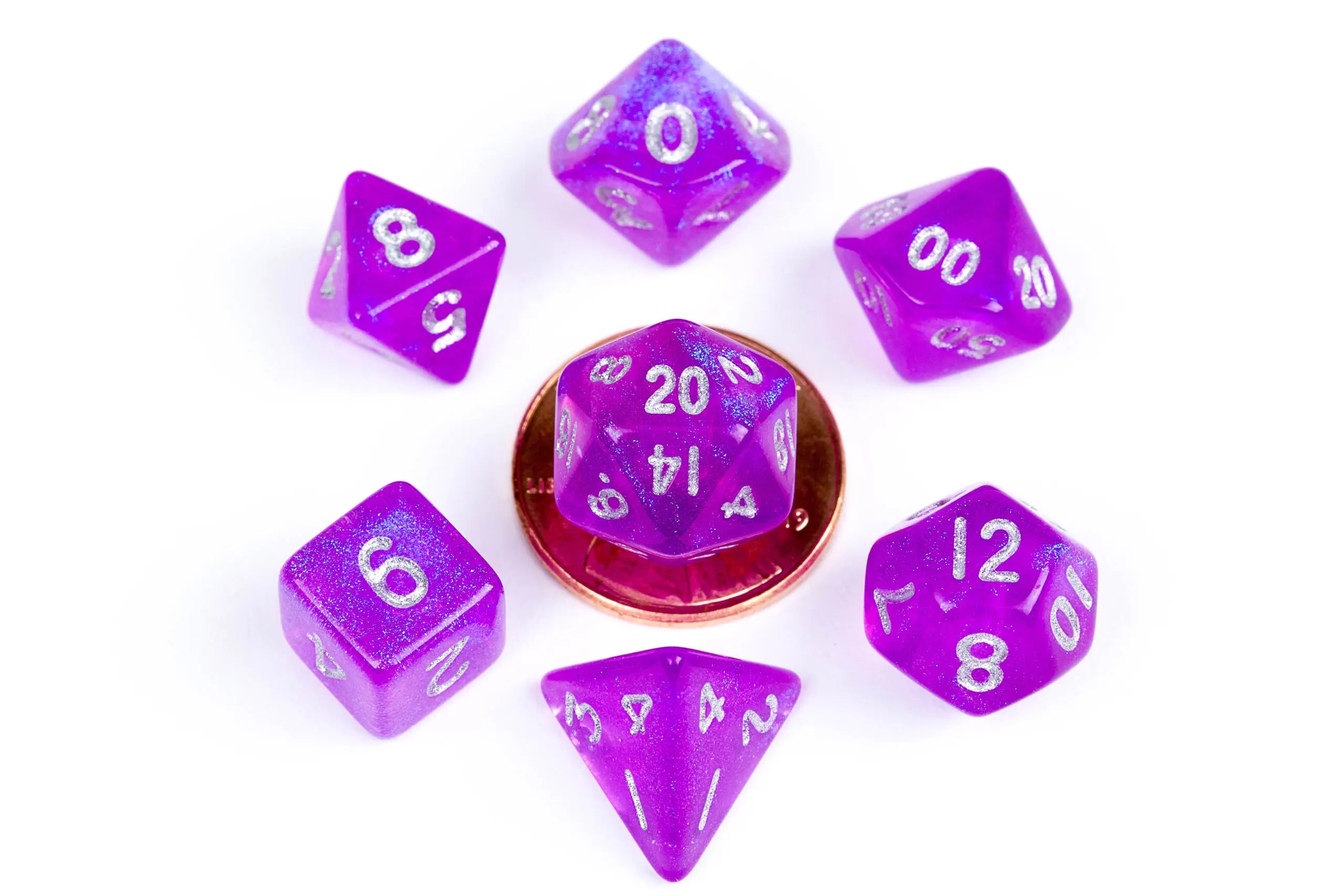 Mini Polyhedral Dice Set: Stardust Purple | Game Grid - Logan